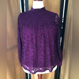 Cable & Gauge Plum Lace Over Blouse